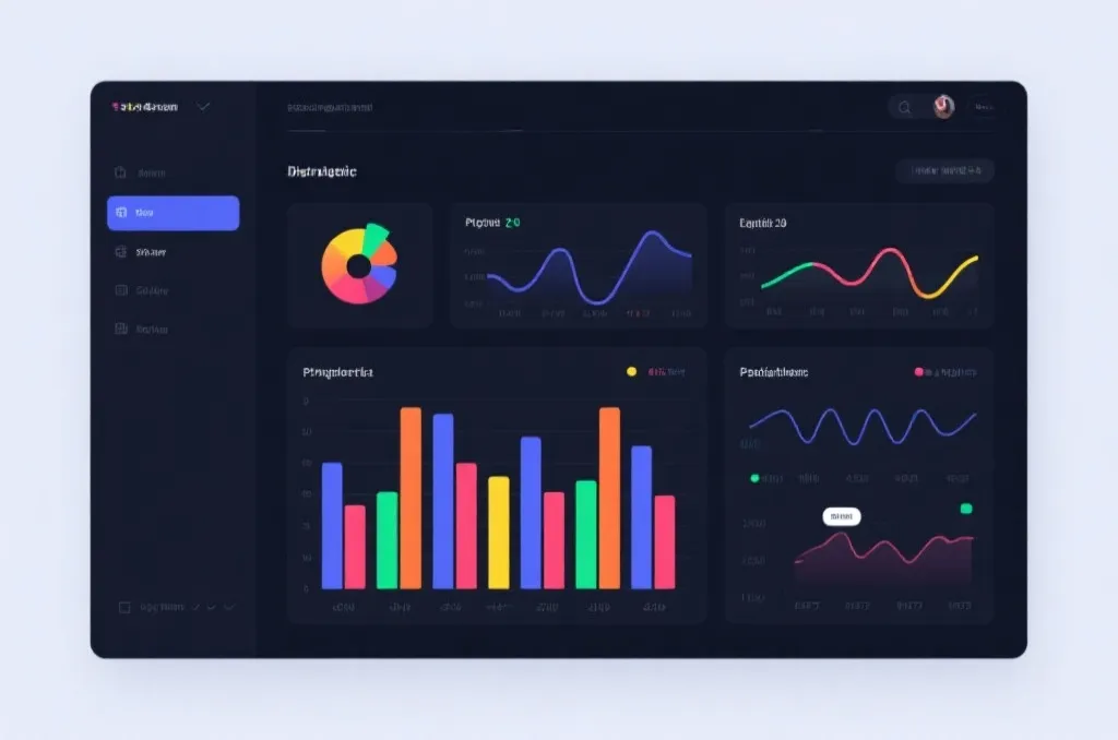 A clean and modern data visualization dashboard showing abstract probability curves and charts